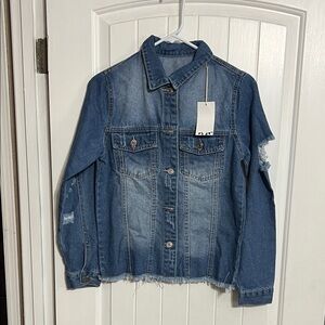 Denim Jacket with Distressed Details